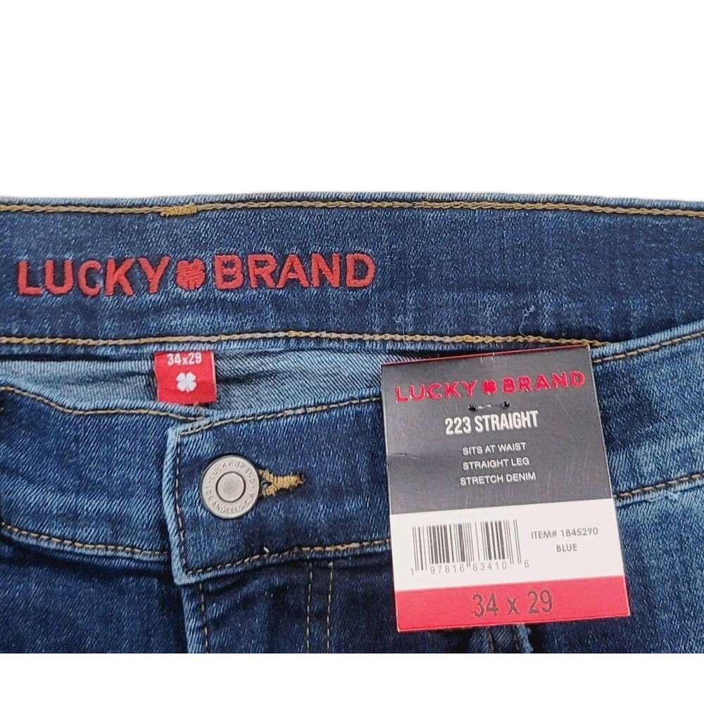 Lucky Brand 34x29 Men's 223 Straight Stretch Classic 5-Pocket Blue Denim Jeans - Picture 12 of 13